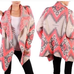 Kate|Collection Pink,Cream, & Gray Boho Tribal Cardigan